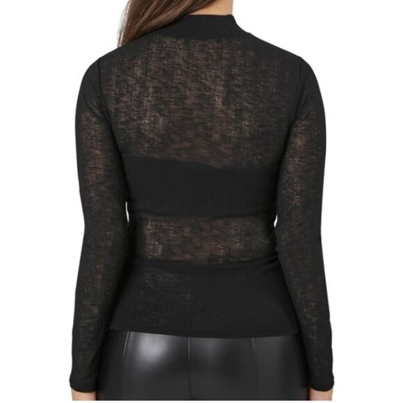 Forever 21 Ribbed “AMOR” Mock Neck Top – Black Small NWT - Picture 4 of 7